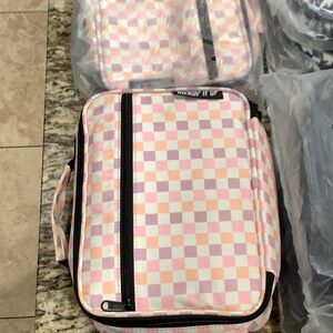 Checkered Pink and White Backpack
